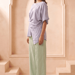 Asymmetric Draped Overlay Top and Laced Straight Fit Trouser Set - Western Era Co-ord set for women
