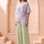 Asymmetric Draped Overlay Top and Laced Straight Fit Trouser Set - Western Era Co-ord set for women
