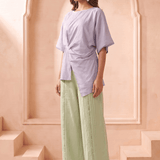 Asymmetric Draped Overlay Top and Laced Straight Fit Trouser Set - Western Era Co-ord set for women