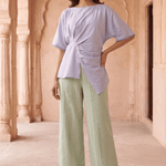 Asymmetric Draped Overlay Top and Laced Straight Fit Trouser Set - Western Era Co-ord set for women