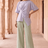 Asymmetric Draped Overlay Top and Laced Straight Fit Trouser Set - Western Era Co-ord set for women