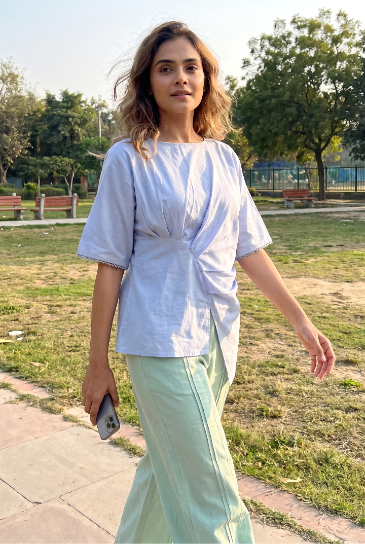 Asymmetric Draped Overlay Top - Western Era Tops for women