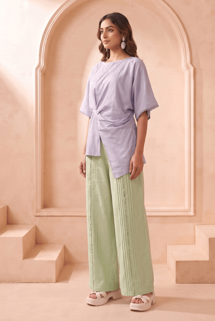 Asymmetric Draped Overlay Top - Western Era Tops for women