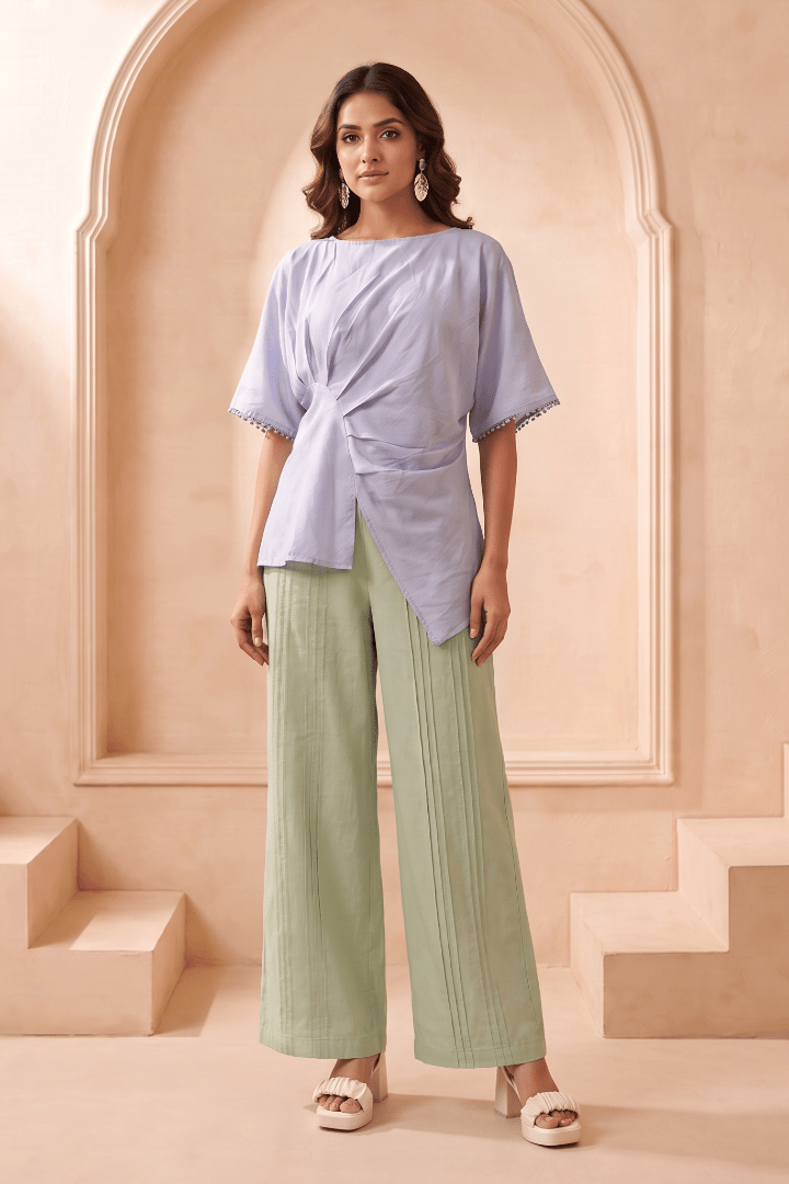 Asymmetric Draped Overlay Top - Western Era Tops for women