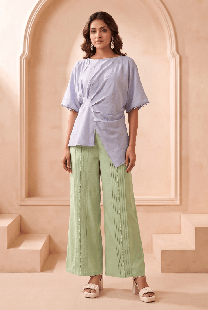 Asymmetric Draped Overlay Top - Western Era Tops for women