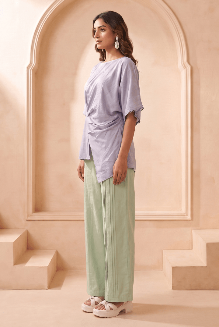Asymmetric Draped Overlay Top - Western Era Tops for women