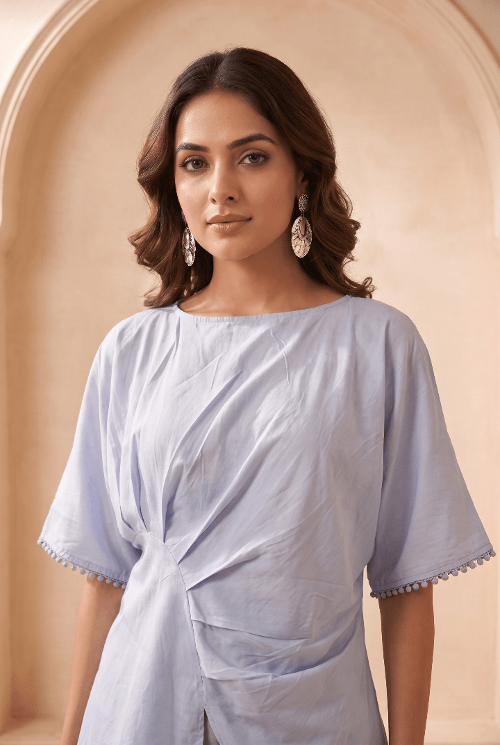 Asymmetric Draped Overlay Top - Western Era Tops for women