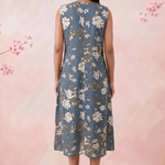 Azure Slate Blossom Ruffled Collar Yoke Dress - Western Era Dresses for women
