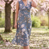 Azure Slate Blossom Ruffled Collar Yoke Dress - Western Era Dresses for women