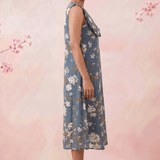 Azure Slate Blossom Ruffled Collar Yoke Dress - Western Era Dresses for women