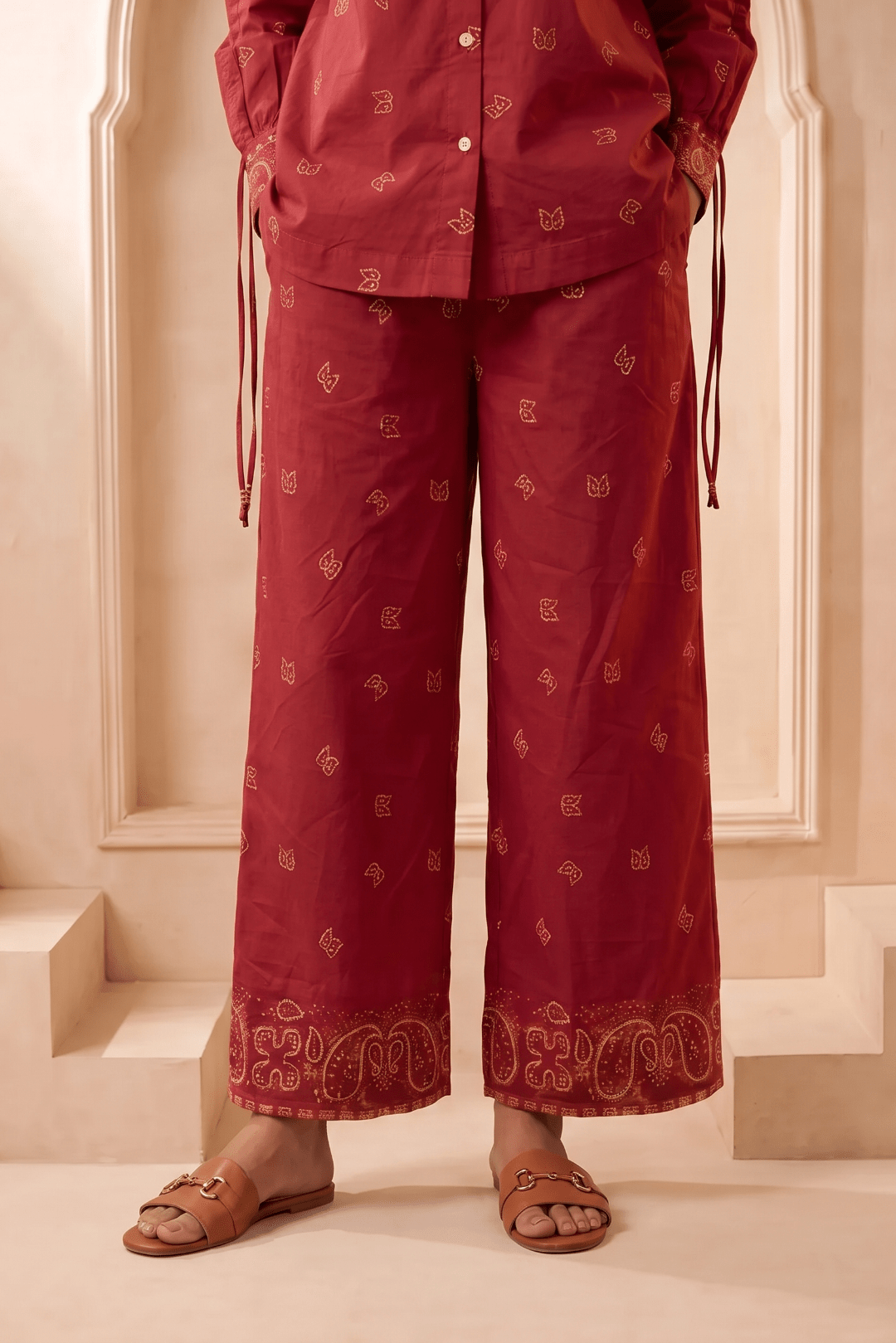 Bandana Inspired Straight Fit Trouser - Western Era Bottoms for women