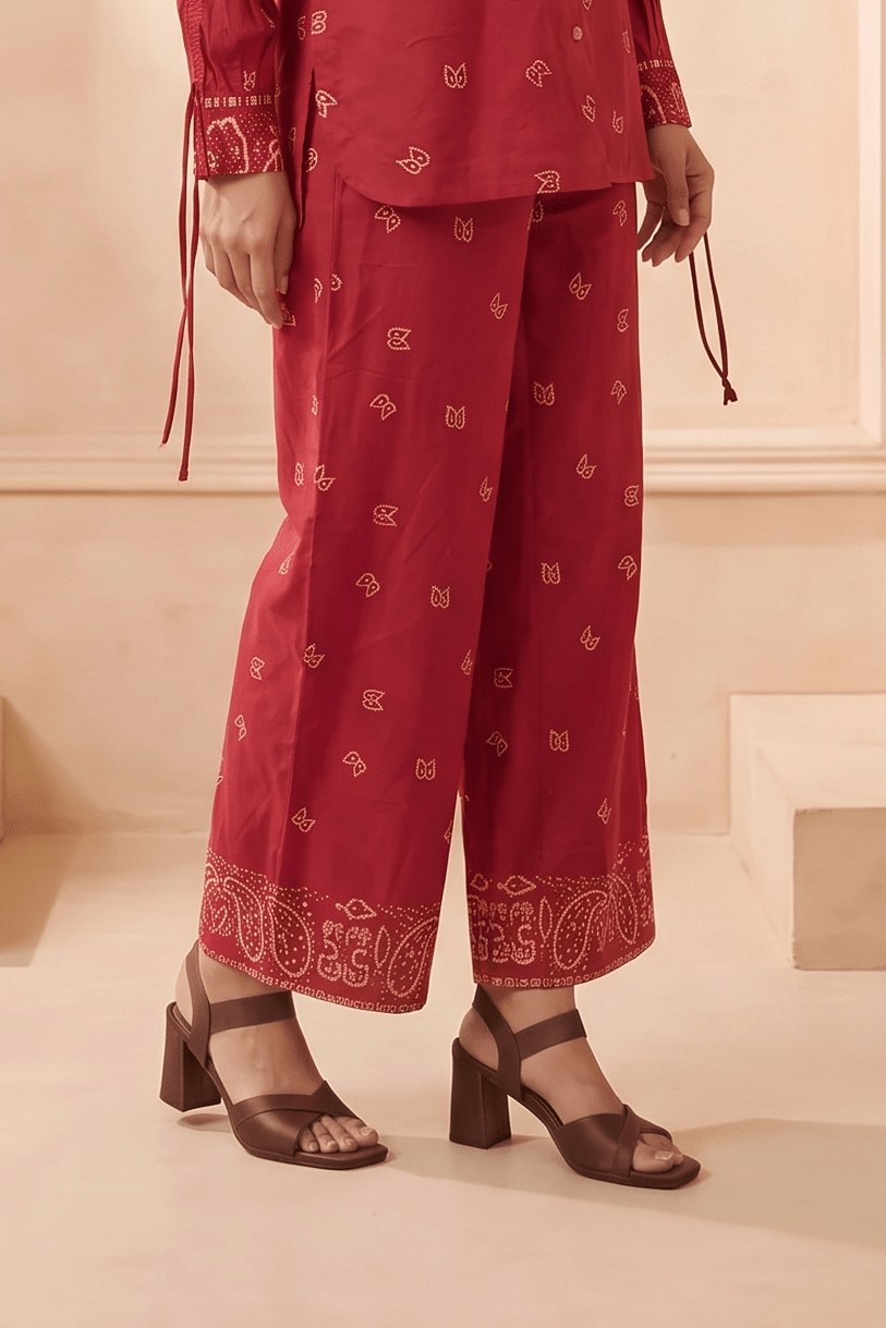 Bandana Inspired Straight Fit Trouser - Western Era Bottoms for women