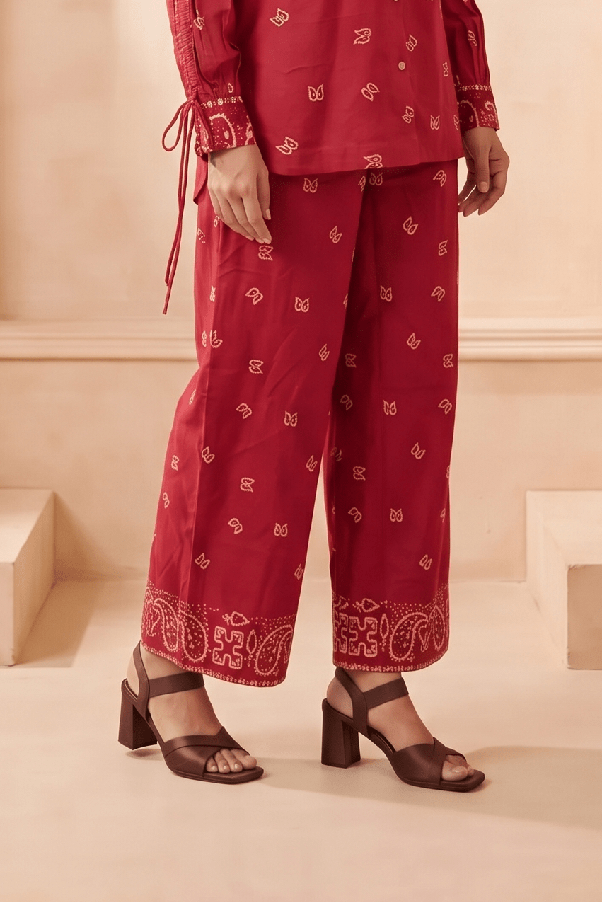 Bandana Inspired Straight Fit Trouser - Western Era Bottoms for women