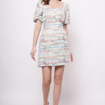 Beach Wear Multicolor Linen Print Short Dress - Western Era Dresses for women