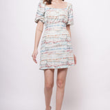 Beach Wear Multicolor Linen Print Short Dress - Western Era Dresses for women
