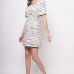 Beach Wear Multicolor Linen Print Short Dress - Western Era Dresses for women