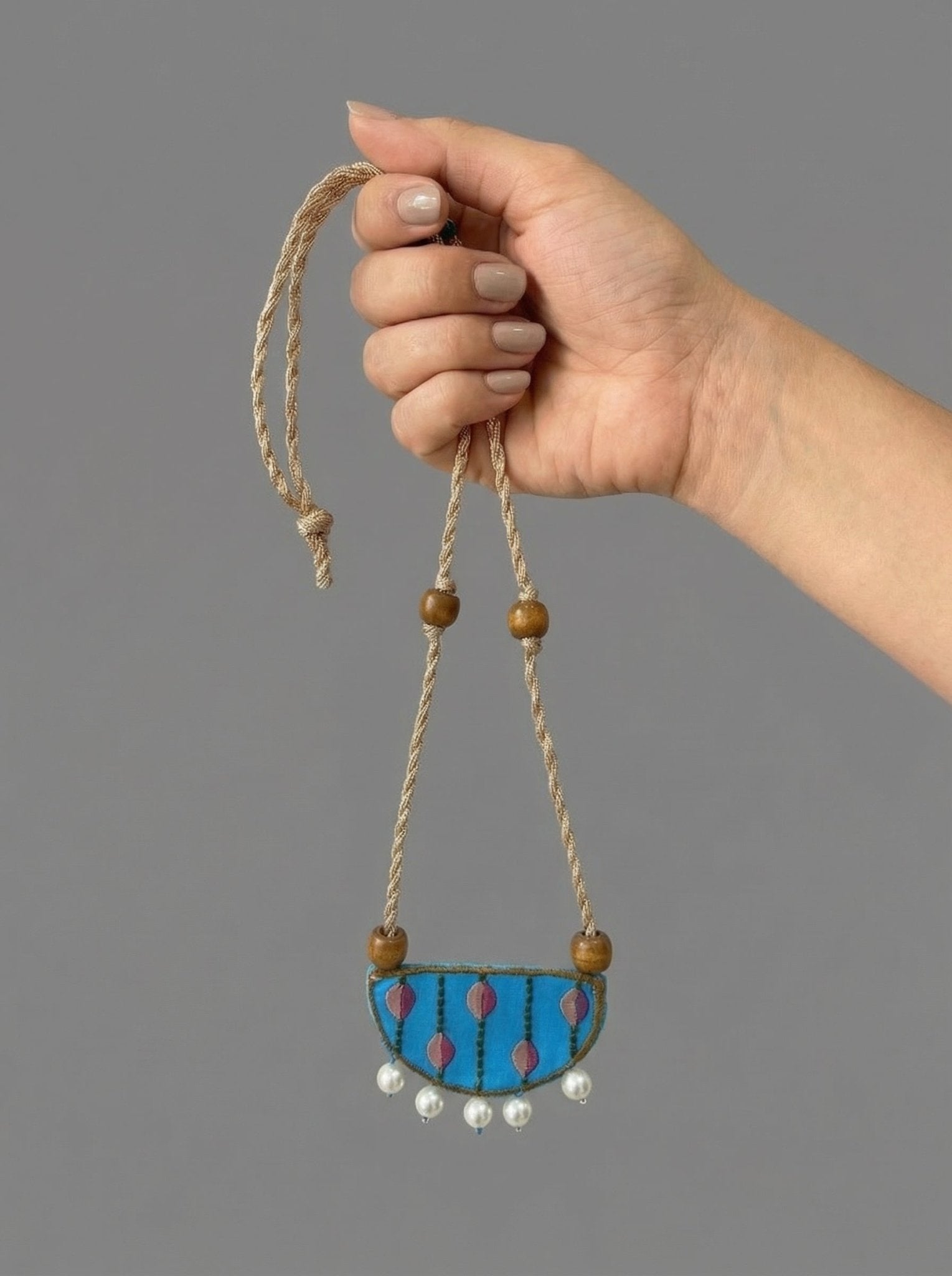 Beaded on Nile Beads Handmade Embroidered Necklace - Western Era for women