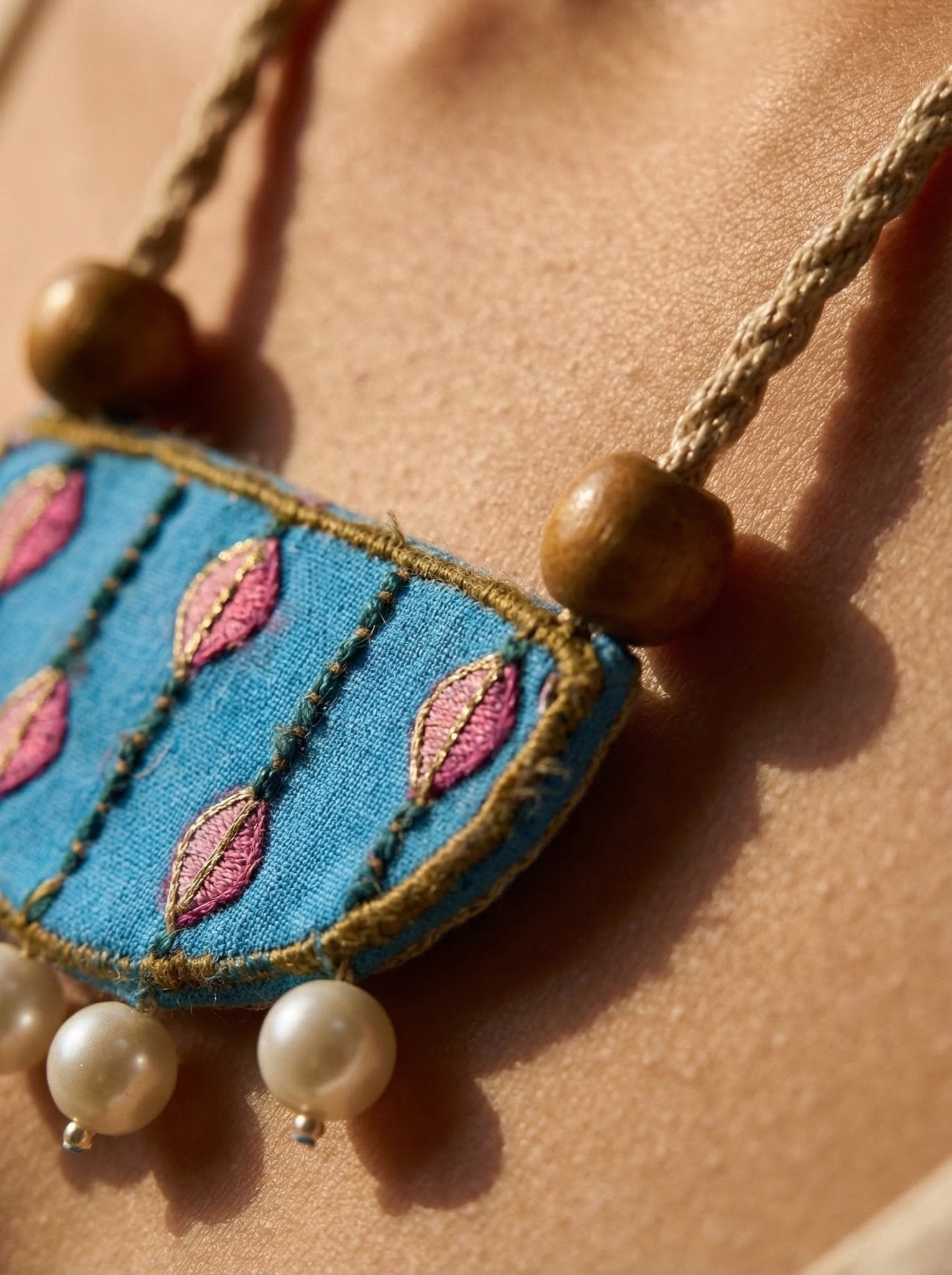 Beaded on Nile Beads Handmade Embroidered Necklace - Western Era for women