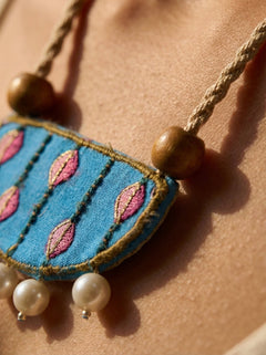 Beaded on Nile Beads Handmade Embroidered Necklace - Western Era for women