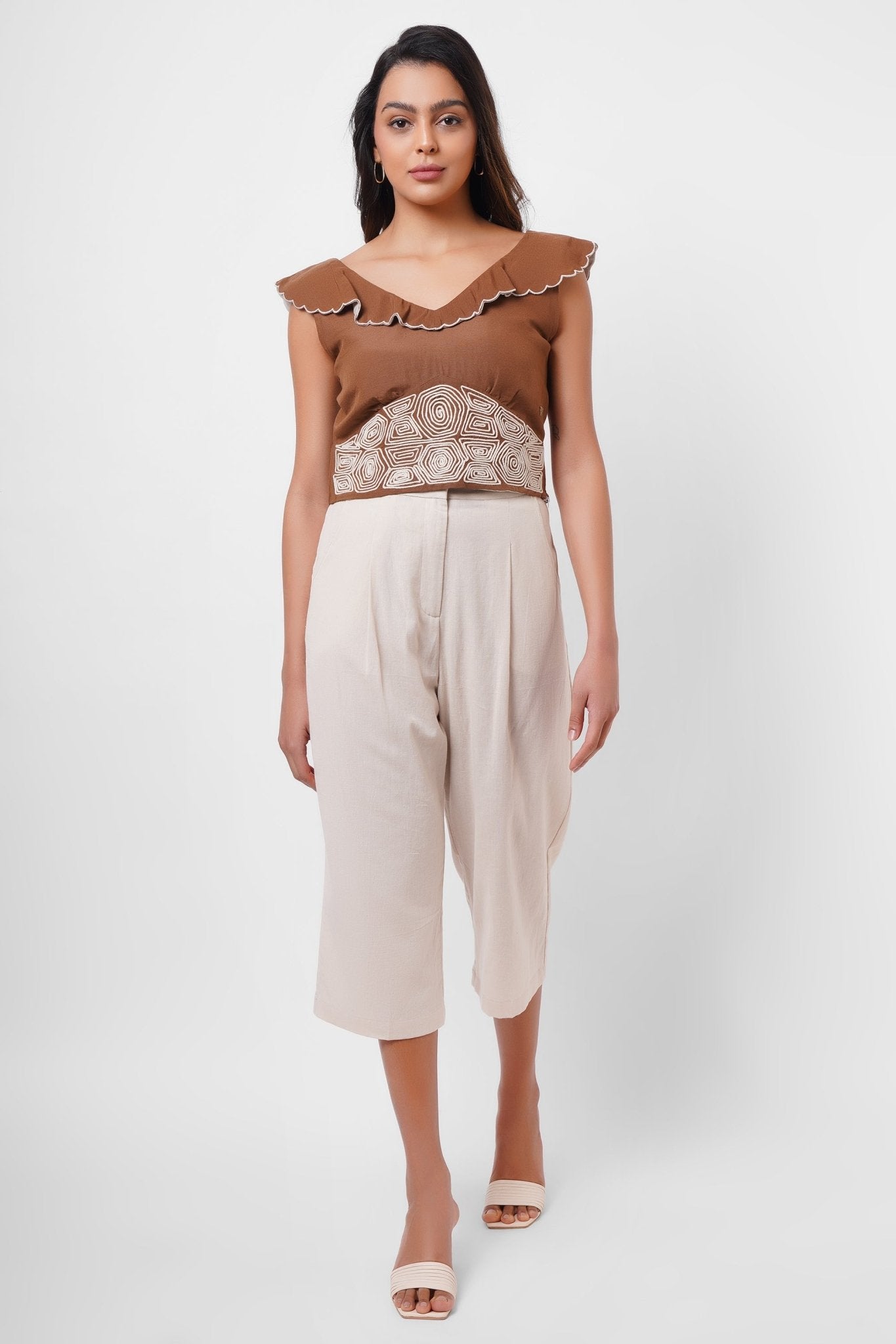 Beig Pleated Trousers - Western Era trousers for women