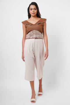 Beige Pleated Trousers