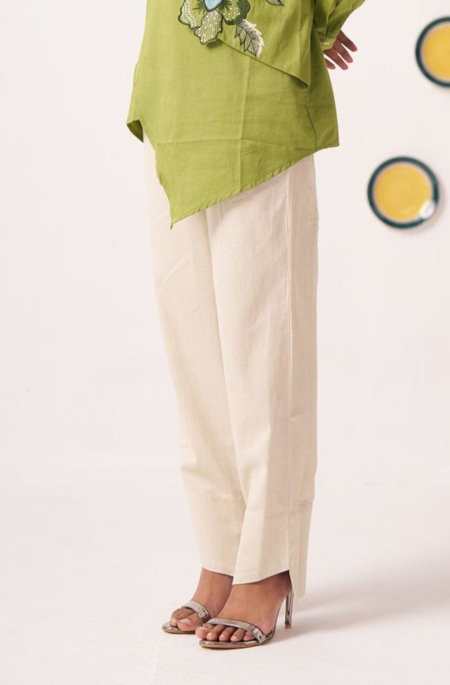 Beige Regular Fit Cotton Trouser - Western Era trousers for women
