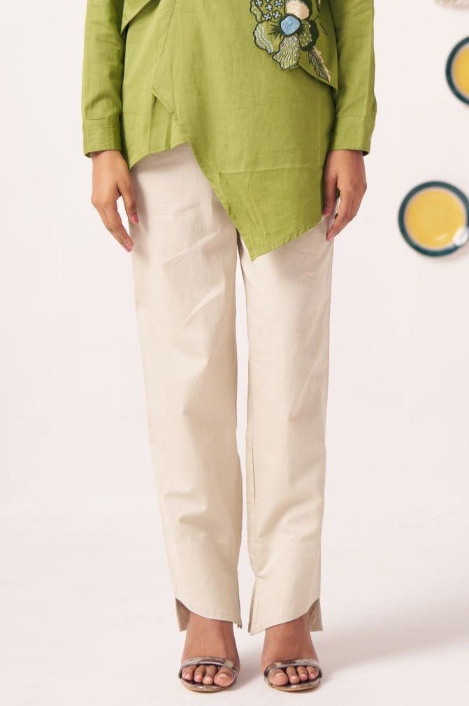Beige Regular Fit Cotton Trouser - Western Era trousers for women