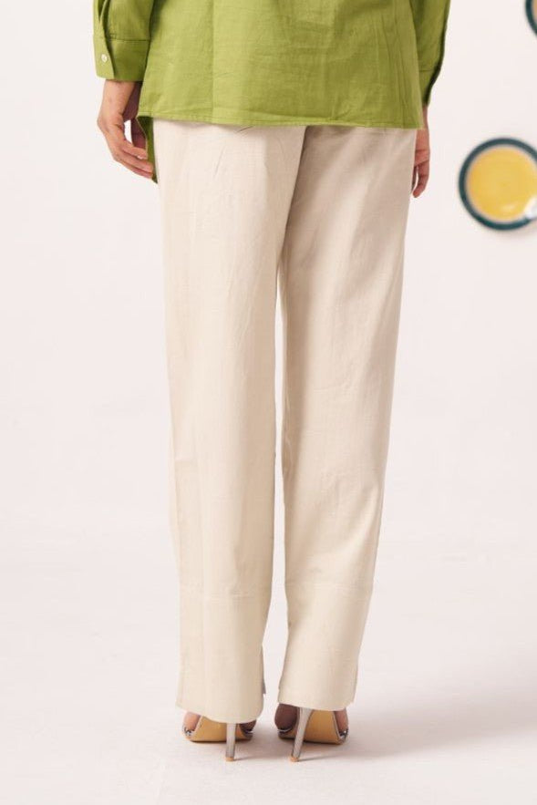 Beige Regular Fit Cotton Trouser - Western Era trousers for women