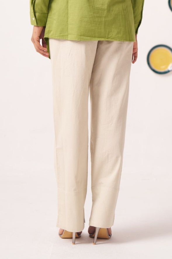 Beige Regular Fit Cotton Trouser - Western Era trousers for women