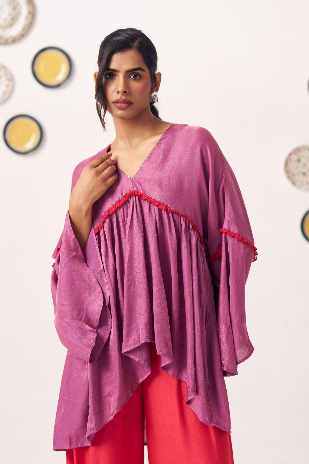 Berry Bloom Flared Kaftan - Western Era Tops for women