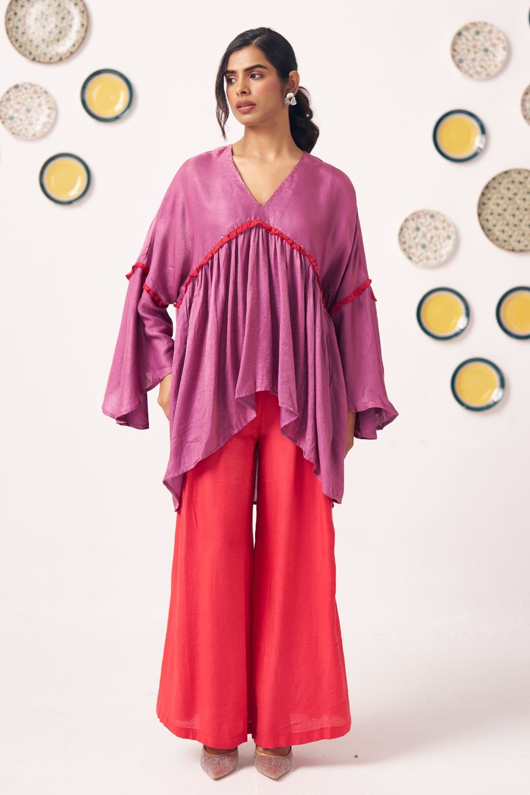 Berry Bloom Flared Kaftan - Western Era Tops for women