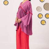 Berry Bloom Flared Kaftan with Wide Pants - Western Era Co - ord set for women