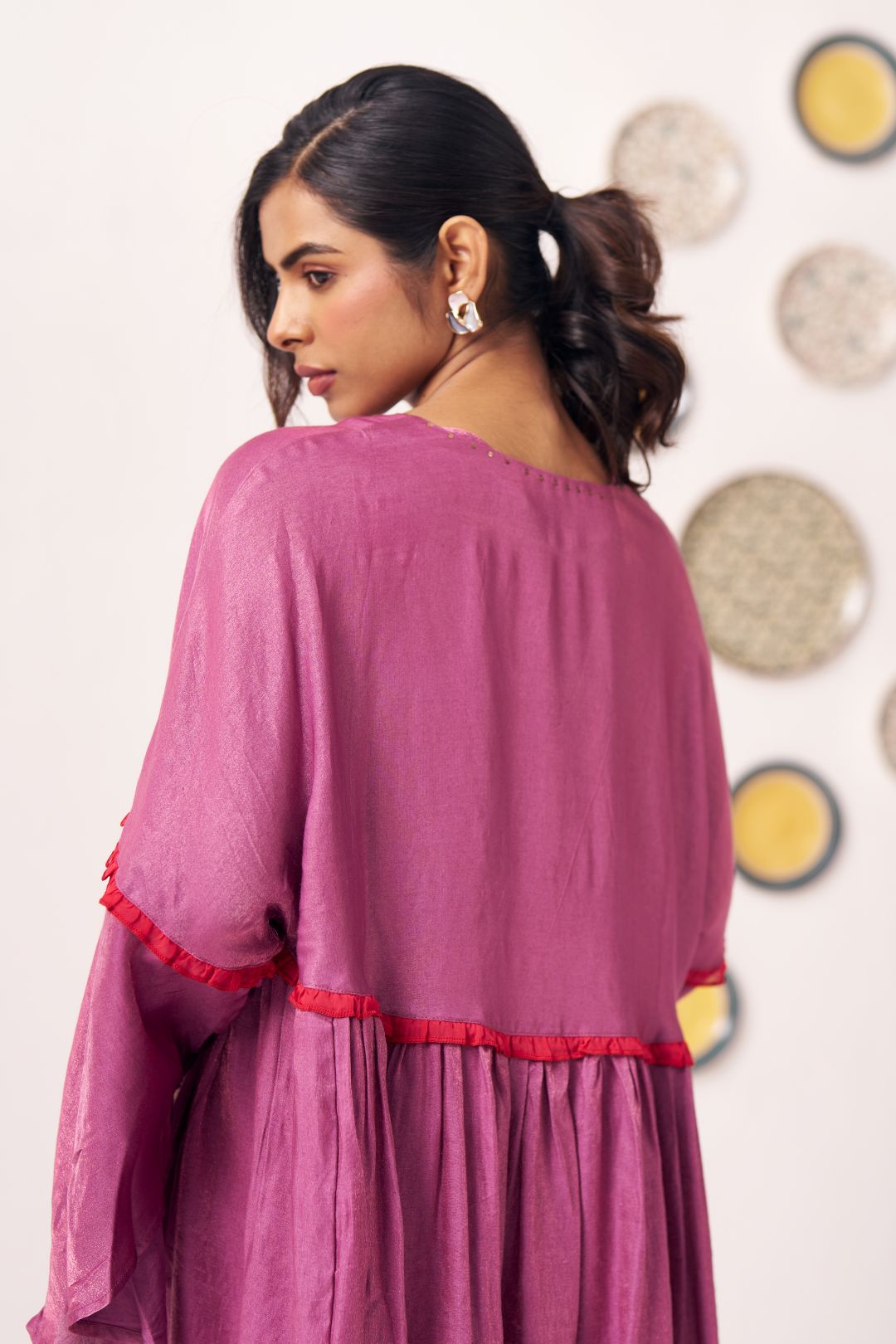 Berry Bloom Flared Kaftan with Wide Pants - Western Era Co - ord set for women