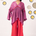 Berry Bloom Flared Kaftan with Wide Pants - Western Era Co - ord set for women