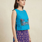 Bird Garden Cross loom Overtop with Adjustable Side Ties And Embroidery - Western Era Tops for women