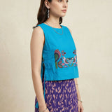 Bird Garden Cross loom Overtop with Adjustable Side Ties And Embroidery - Western Era Tops for women