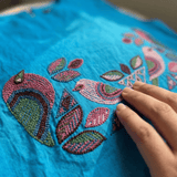 Bird Garden Cross loom Overtop with Adjustable Side Ties And Embroidery - Western Era Tops for women