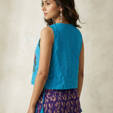 Bird Garden Cross loom Overtop with Adjustable Side Ties And Embroidery - Western Era Tops for women