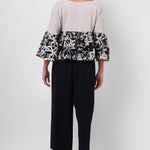 Black and White Linen Color Block Top - Western Era Tops for women