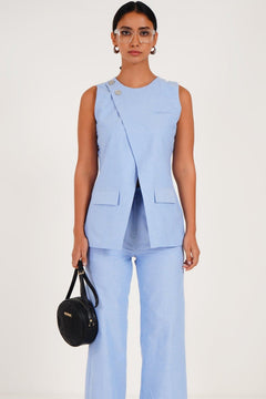 Blue Asymmetric Top Coat - Western Era Tops for women