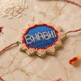 Blue Embroidered Rakhi with Delicate Pink and Green Beadwork - Western Era Rakhi for women
