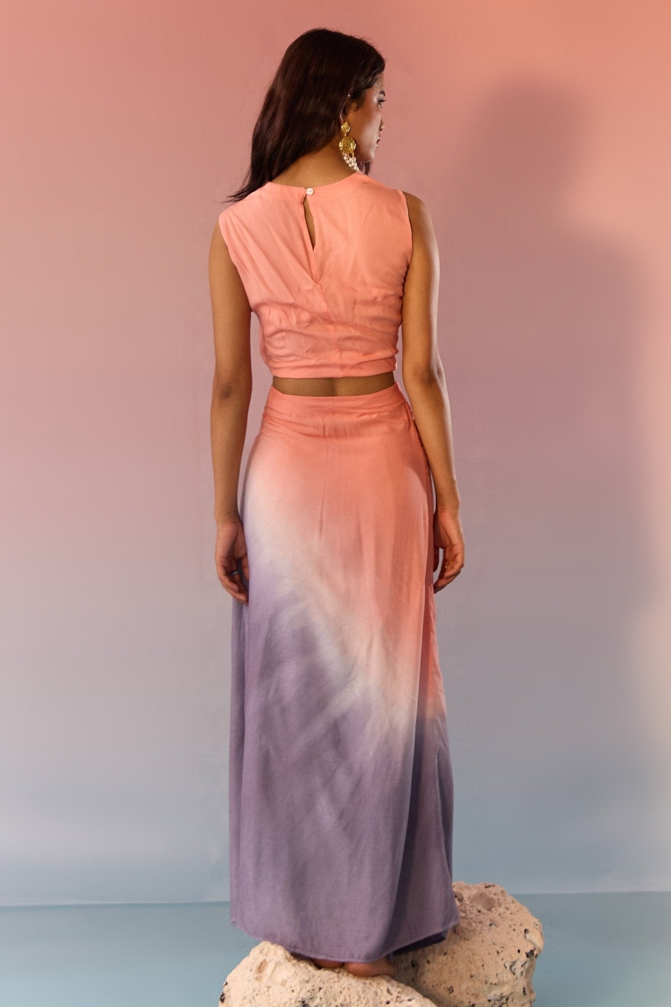 Blush and Slate Top Skirt Set - Western Era Cordset for women