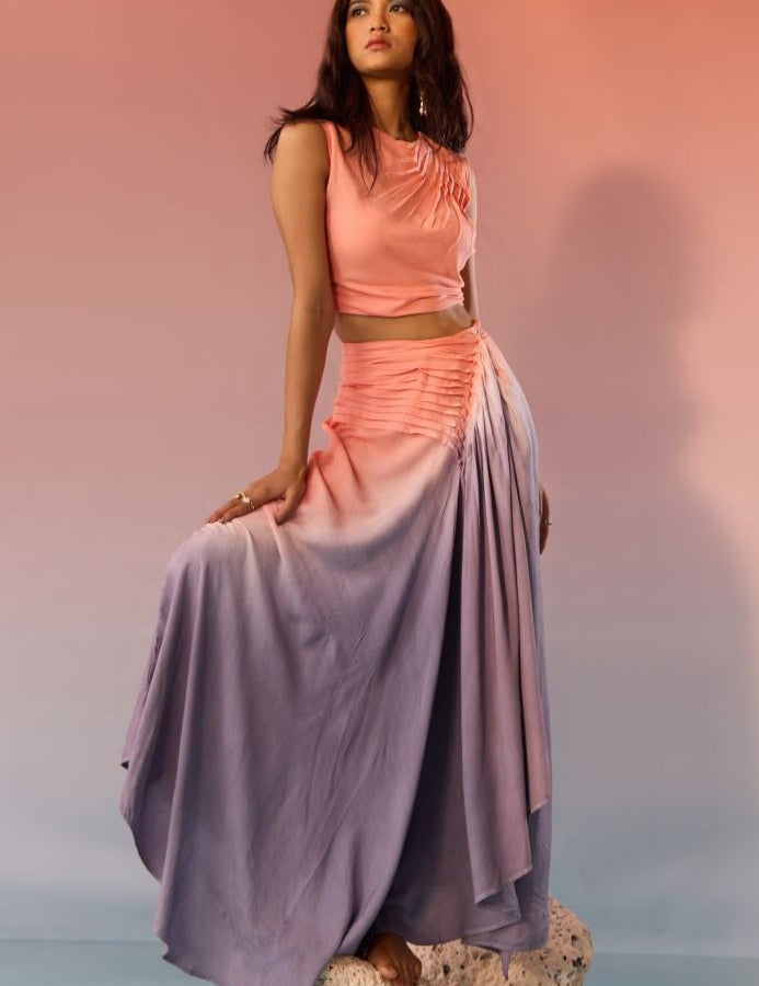 Blush and Slate Top Skirt Set - Western Era Cordset for women