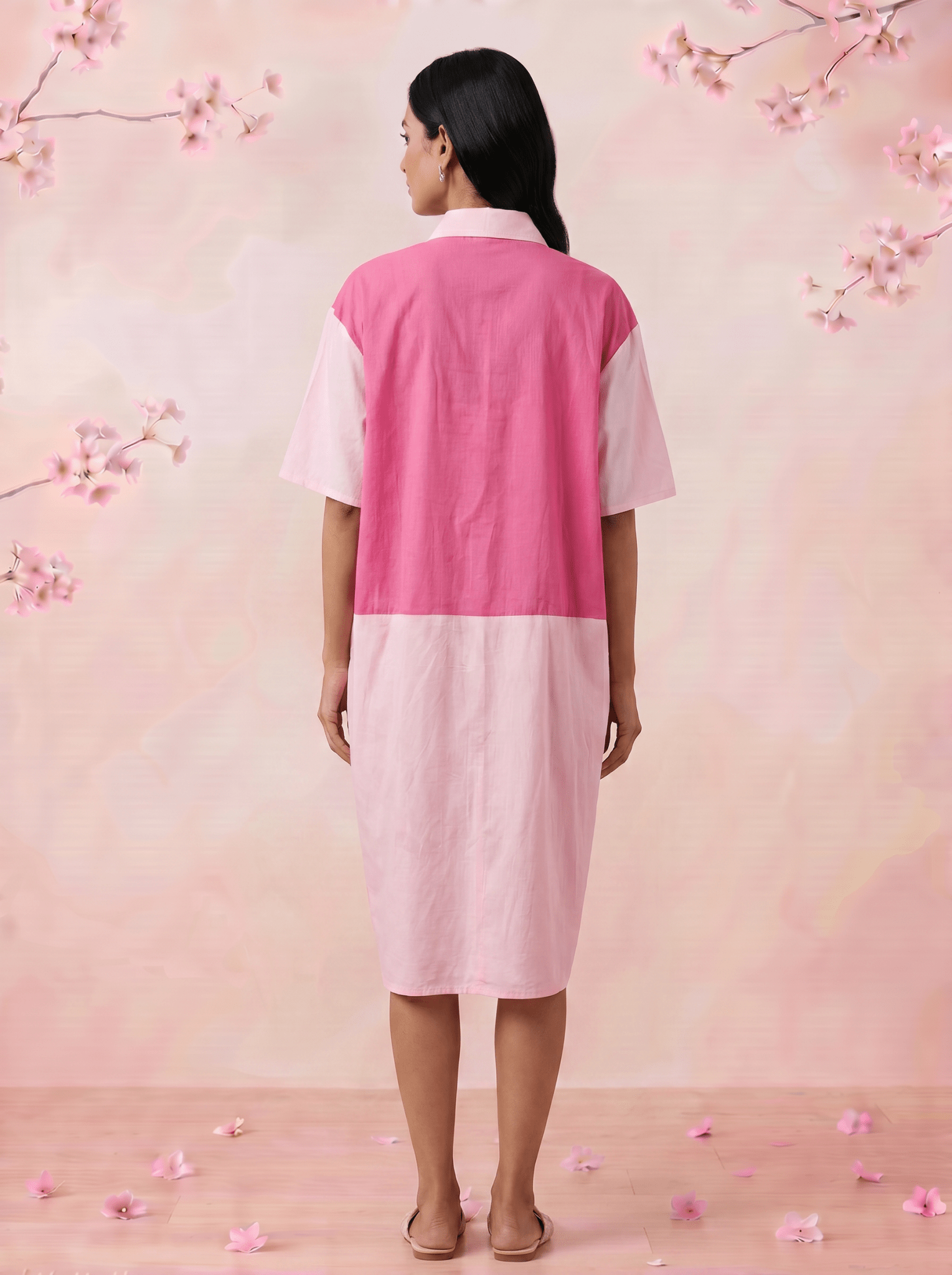 Blush Beam Button Down Collared Shirt Style Dress - Western Era Dresses for women