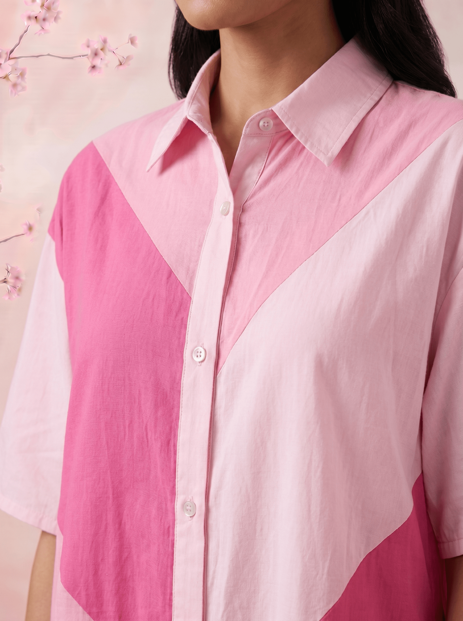 Blush Beam Button Down Collared Shirt Style Dress - Western Era Dresses for women