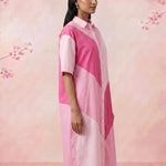 Blush Beam Button Down Collared Shirt Style Dress - Western Era Dresses for women