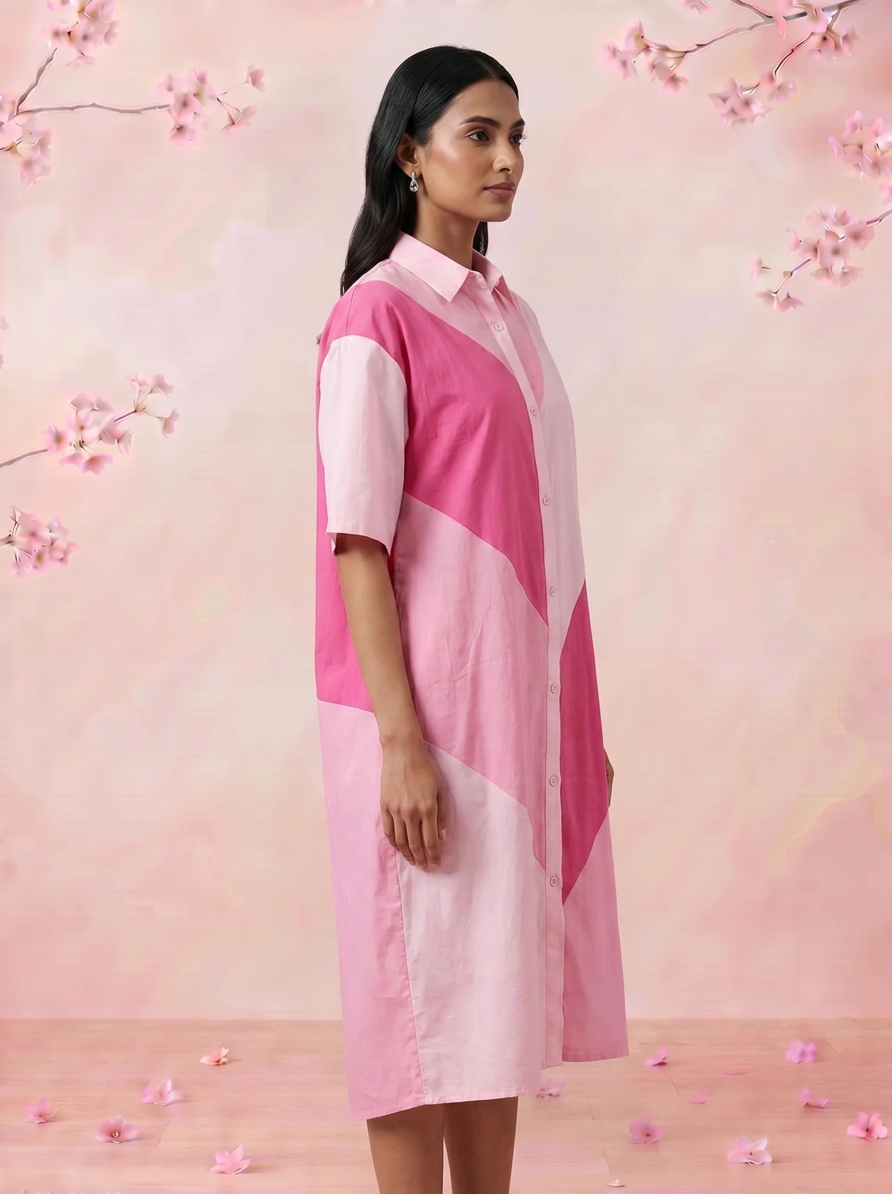 Blush Beam Button Down Collared Shirt Style Dress - Western Era Dresses for women