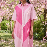 Blush Beam Button Down Collared Shirt Style Dress - Western Era Dresses for women