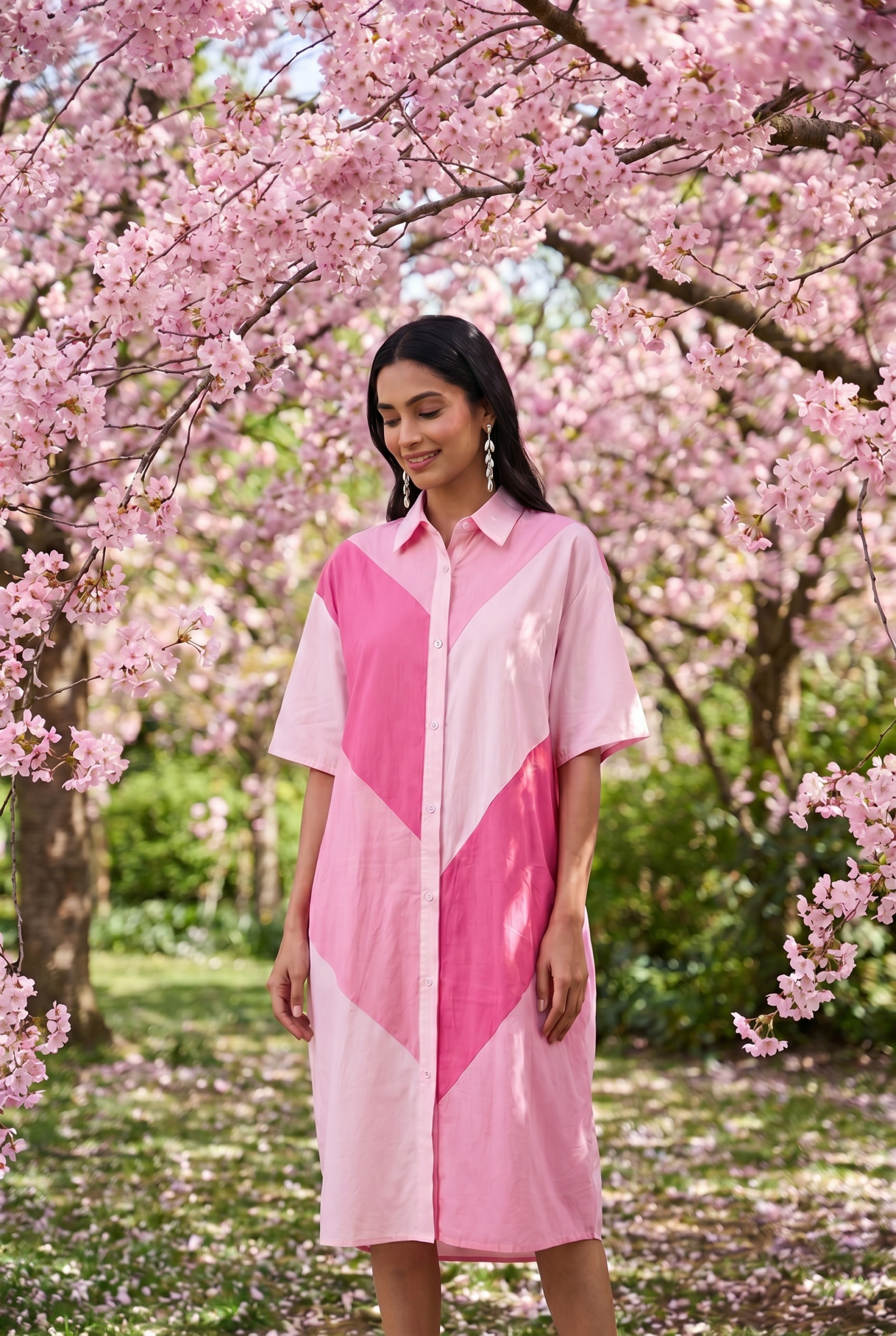 Blush Beam Button Down Collared Shirt Style Dress - Western Era Dresses for women