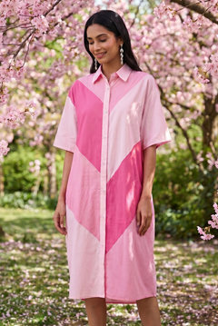 Blush Beam Button Down Collared Shirt Style Dress - Western Era Dresses for women
